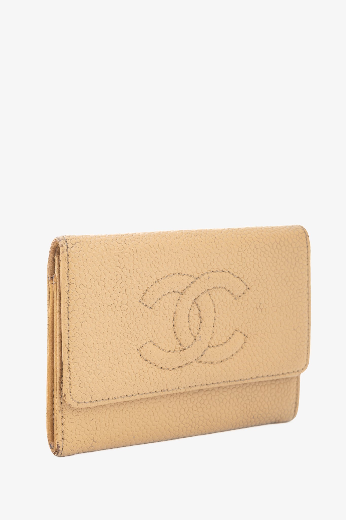 Chanel Tan Caviar Leather CC Card Holder