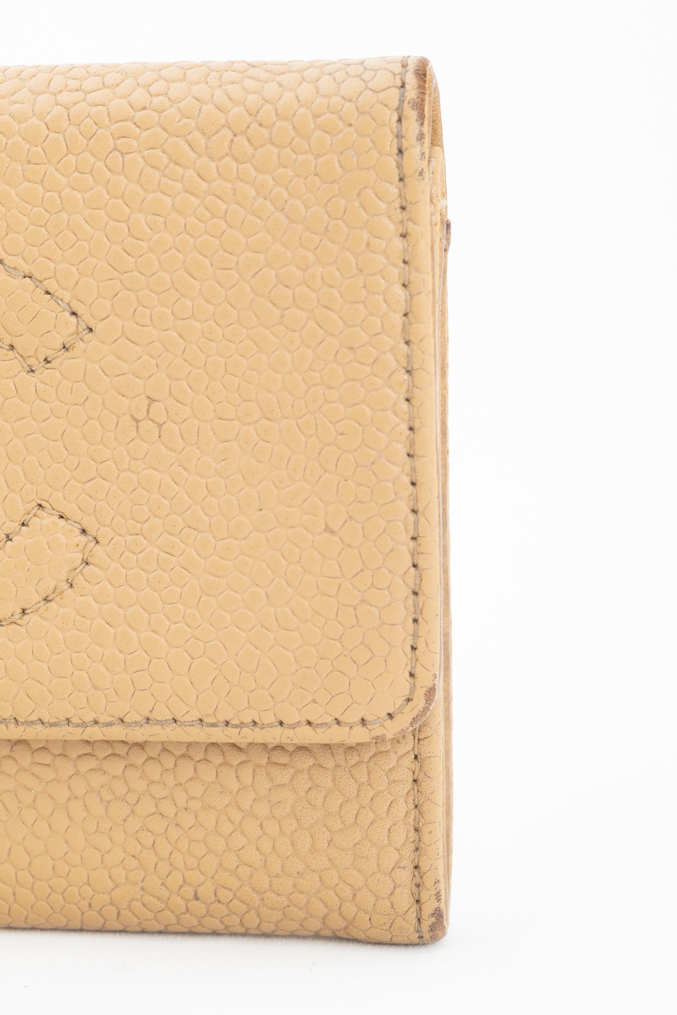 Chanel Tan Caviar Leather CC Card Holder