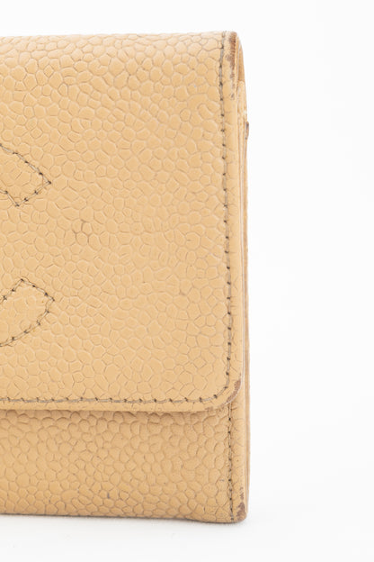 Chanel Tan Caviar Leather CC Card Holder