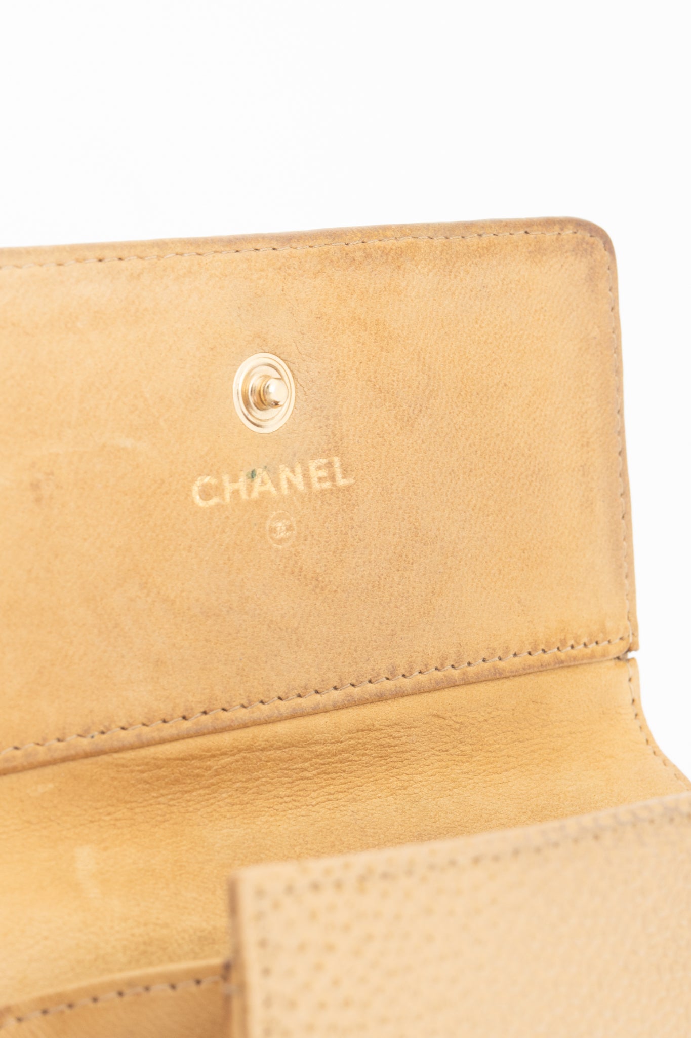 Chanel Tan Caviar Leather CC Card Holder