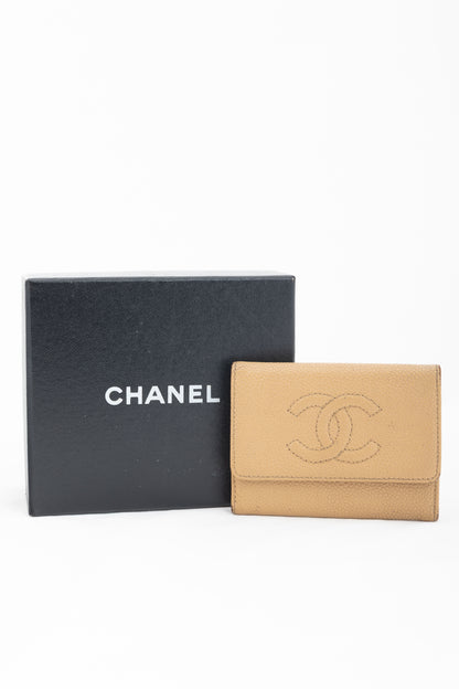 Chanel Tan Caviar Leather CC Card Holder