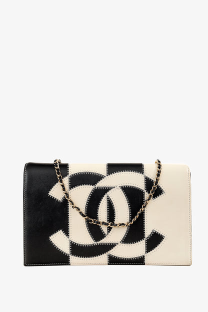 Chanel 2017 Cruise White & Black CC Patchwork Leather Shoulder Bag