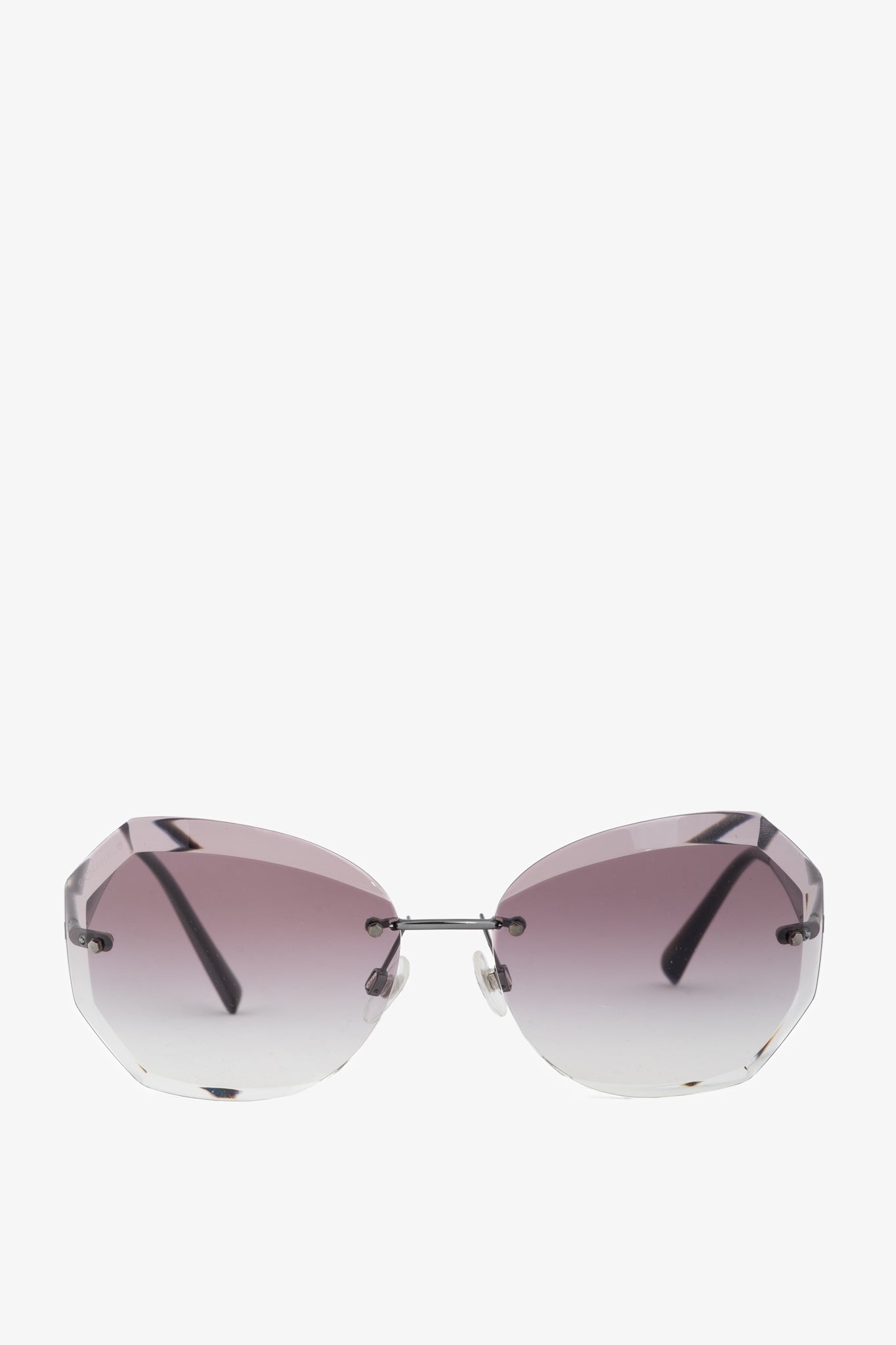 Chanel 4220 Eggplant & Silver-Tone Faceted Rimless Sunglasses