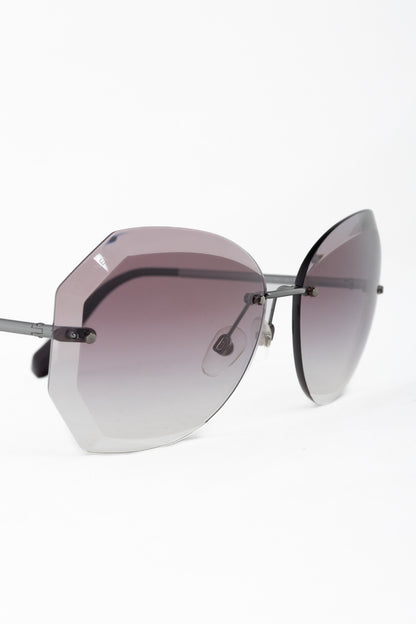 Chanel 4220 Eggplant & Silver-Tone Faceted Rimless Sunglasses