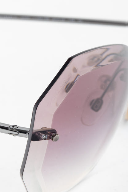 Chanel 4220 Eggplant & Silver-Tone Faceted Rimless Sunglasses