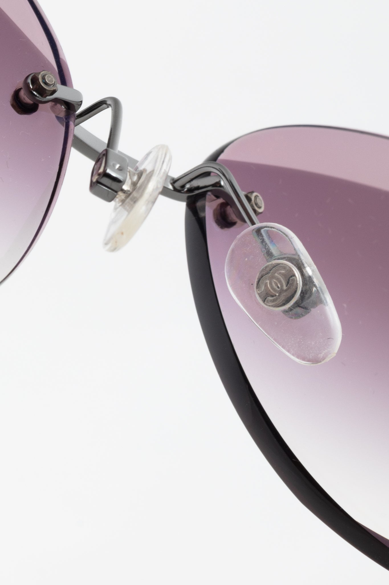 Chanel 4220 Eggplant & Silver-Tone Faceted Rimless Sunglasses