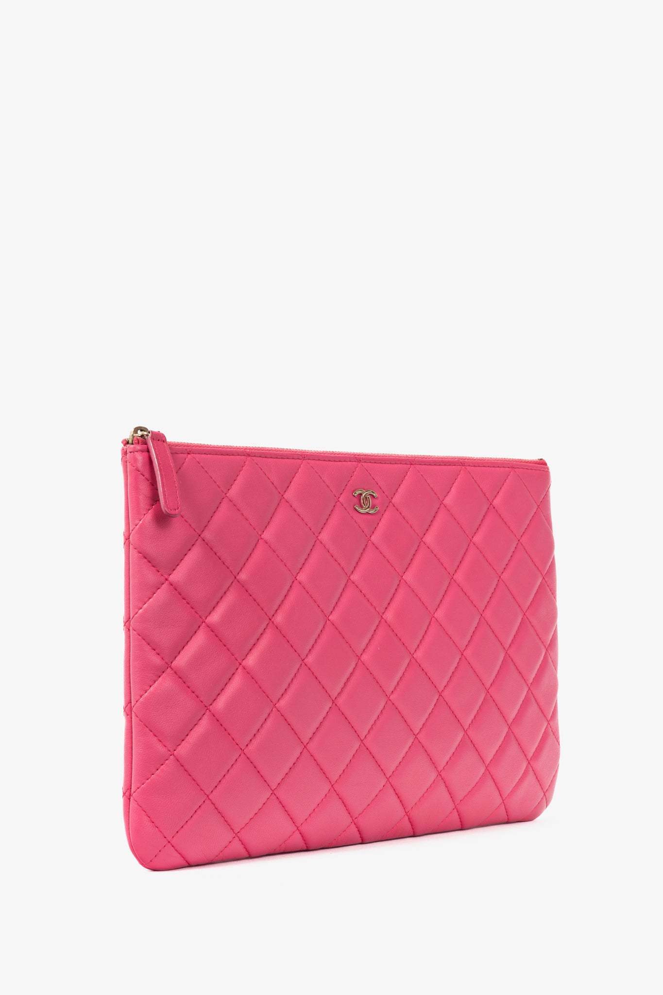 Chanel Pink Quilted Lambskin Medium O-Case