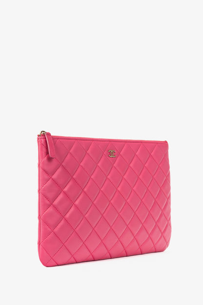 Chanel Pink Quilted Lambskin Medium O-Case