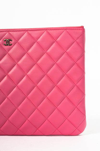 Chanel Pink Quilted Lambskin Medium O-Case