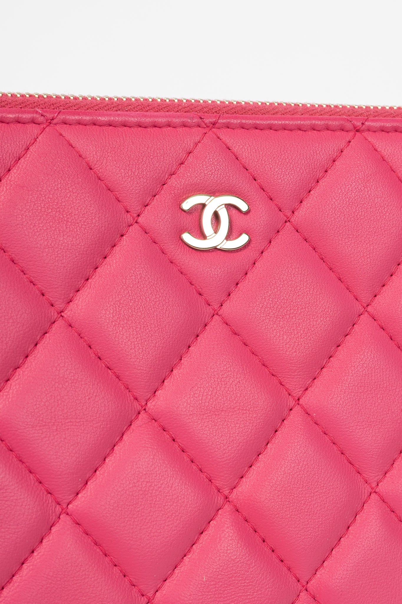 Chanel Pink Quilted Lambskin Medium O-Case