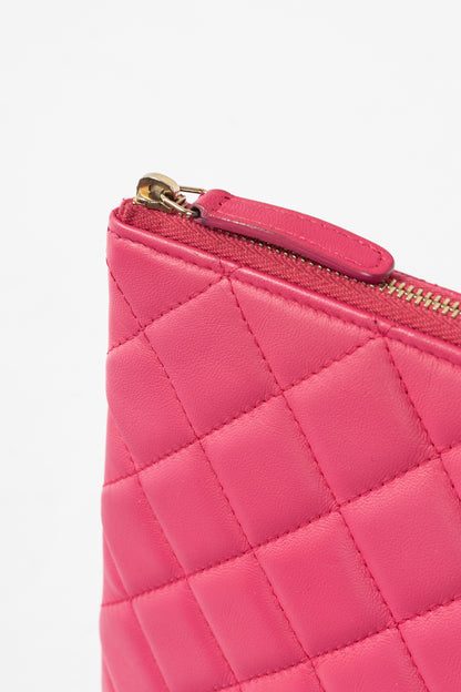 Chanel Pink Quilted Lambskin Medium O-Case