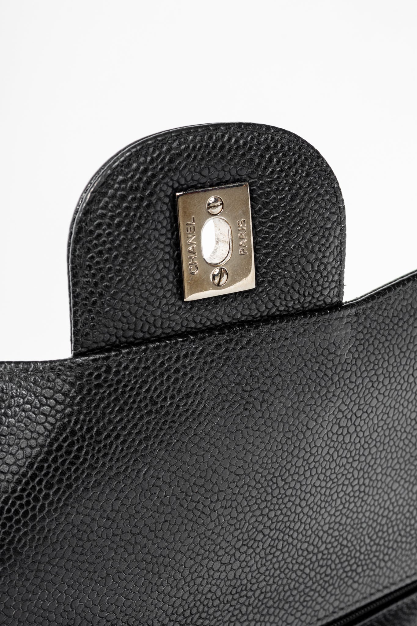 Chanel Jumbo Classic Black Caviar Quilted Double Flap Bag
