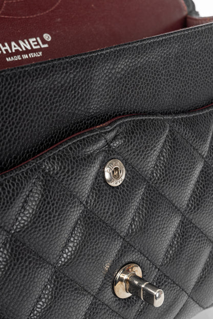 Chanel Jumbo Classic Black Caviar Quilted Double Flap Bag