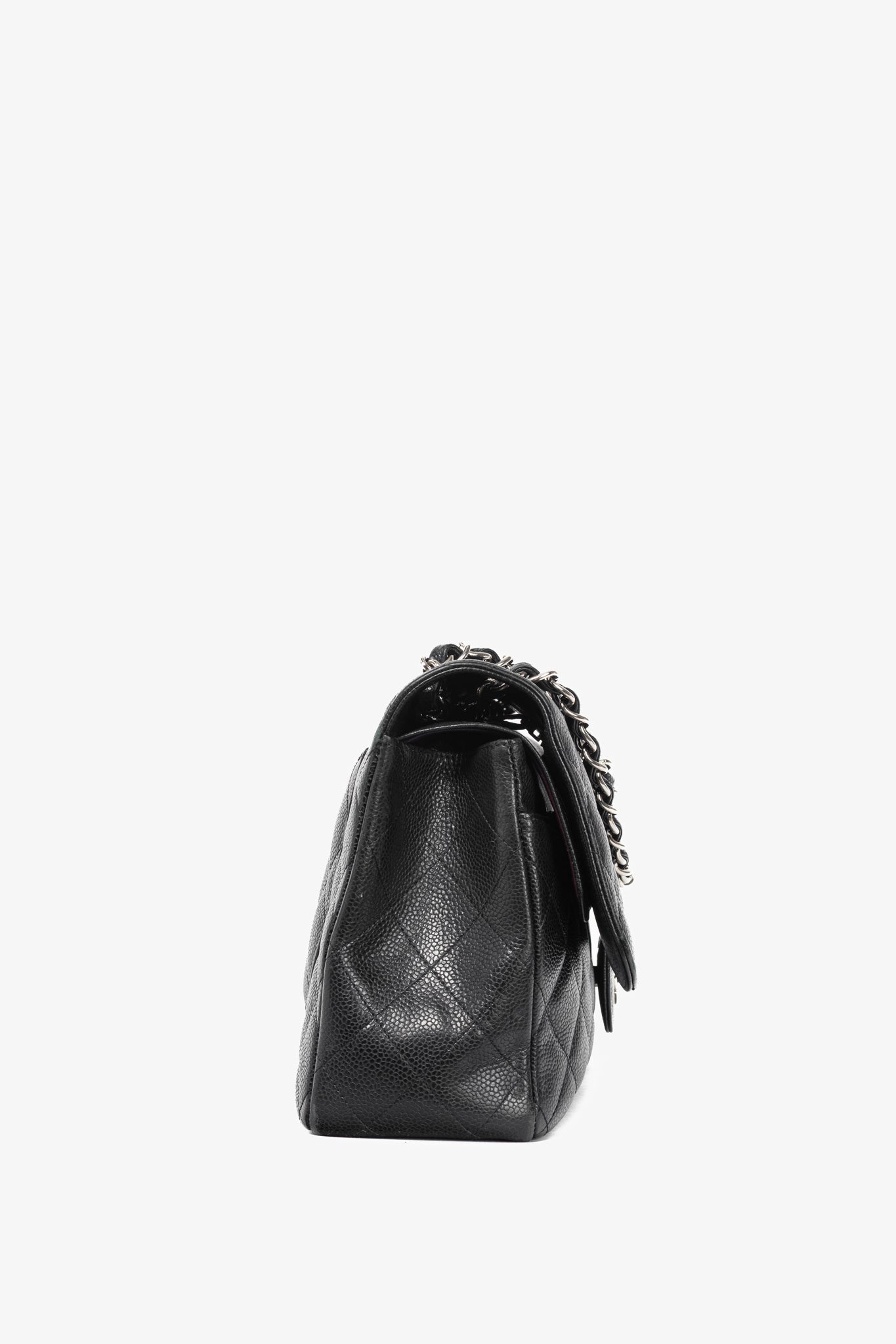 Chanel Jumbo Classic Black Caviar Quilted Double Flap Bag