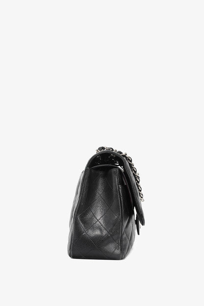 Chanel Jumbo Classic Black Caviar Quilted Double Flap Bag