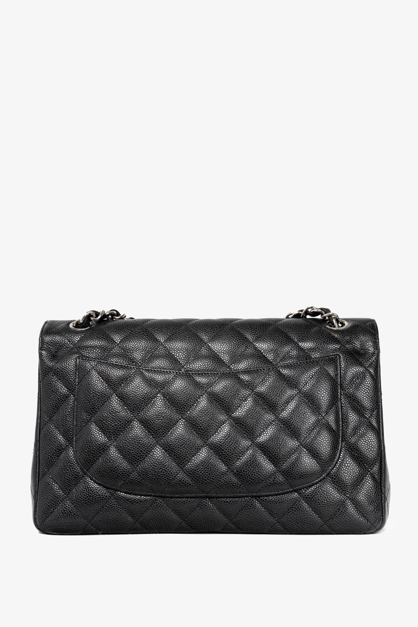 Chanel Jumbo Classic Black Caviar Quilted Double Flap Bag