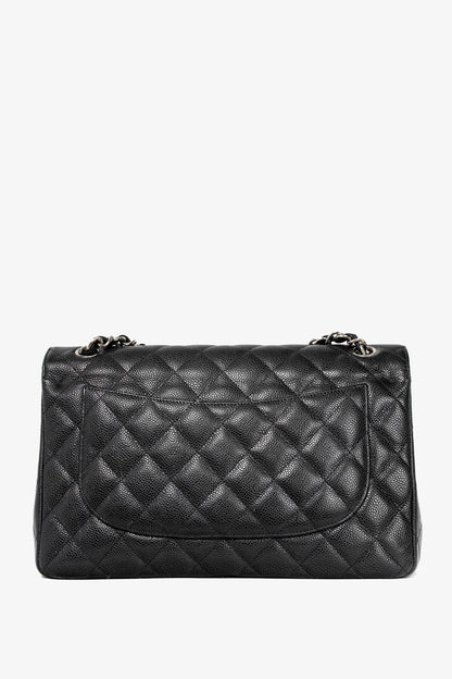 Chanel Jumbo Classic Black Caviar Quilted Double Flap Bag