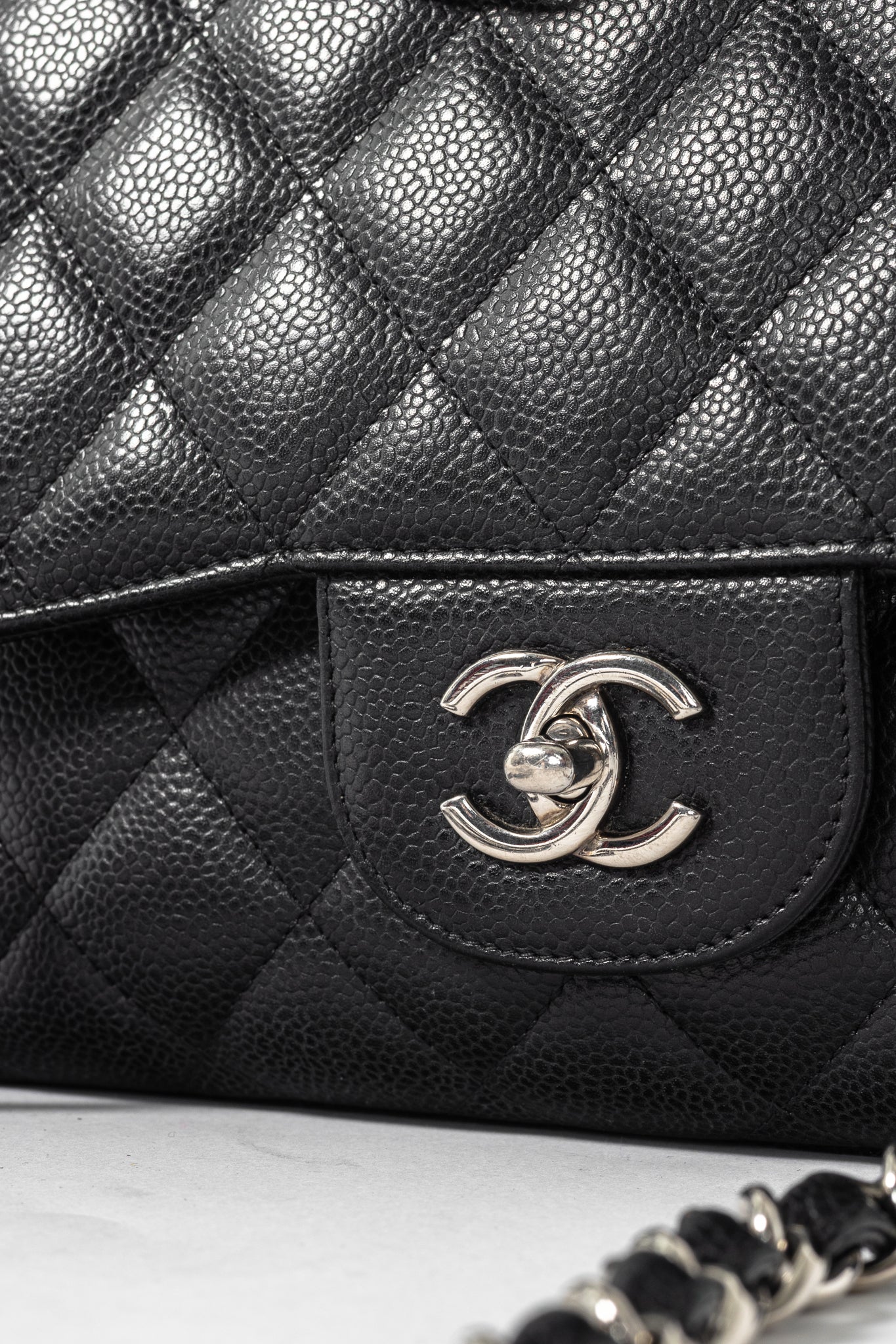 Chanel Jumbo Classic Black Caviar Quilted Double Flap Bag