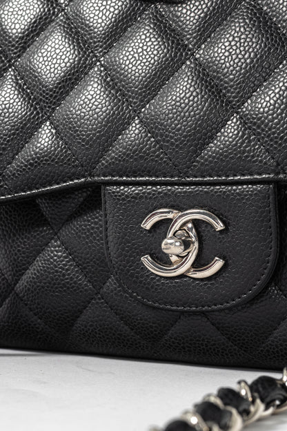 Chanel Jumbo Classic Black Caviar Quilted Double Flap Bag