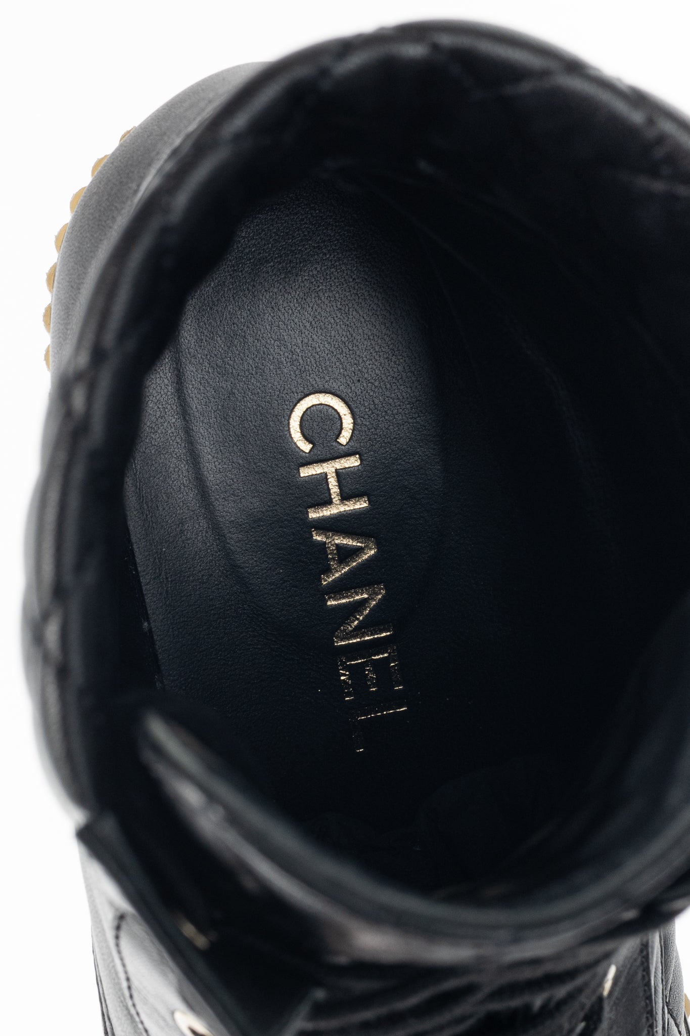 Chanel Black Quilted Leather Interlocking-CC Combat Boots