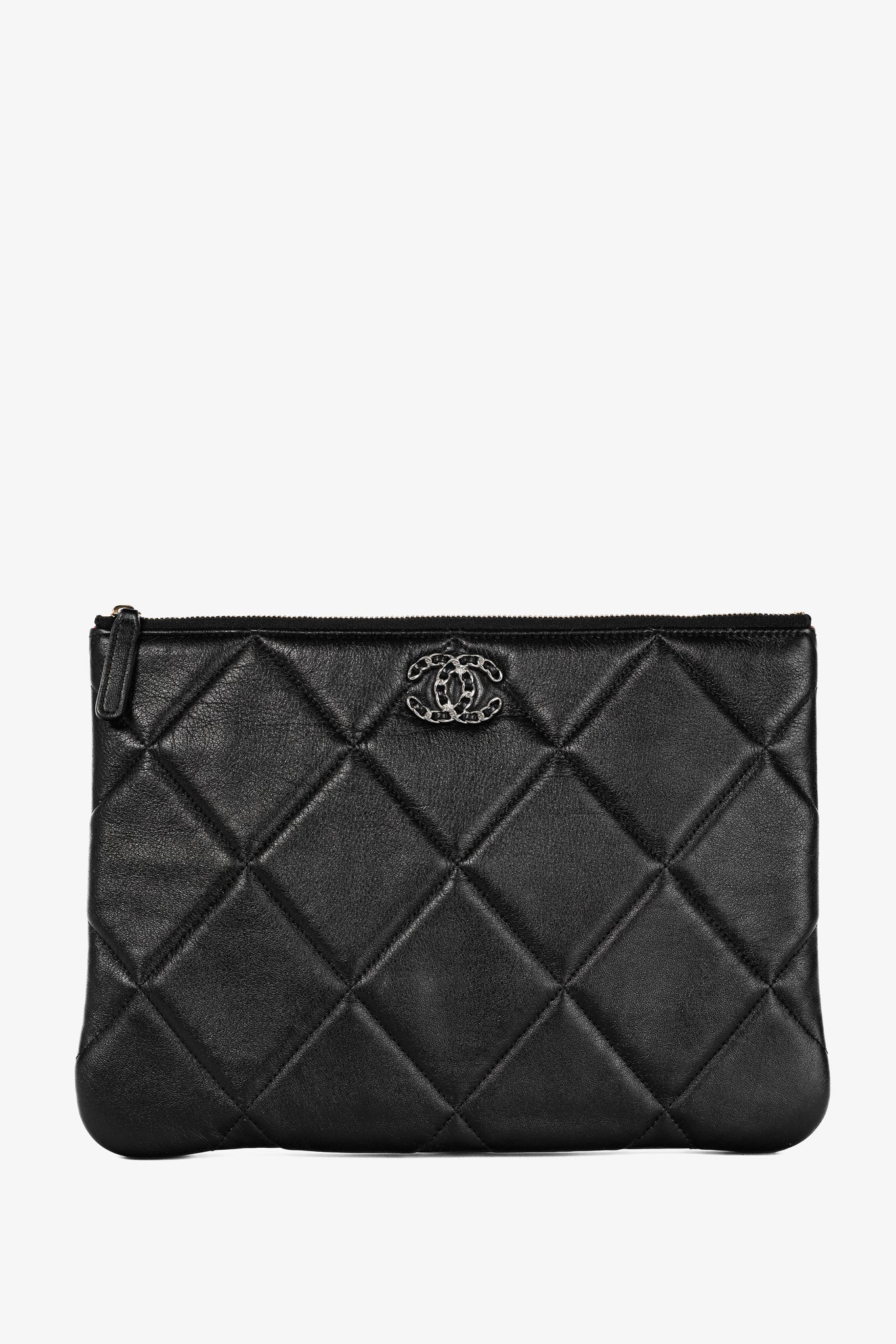 Chanel Black 19 Model Lambskin Quilted Medium O-Case