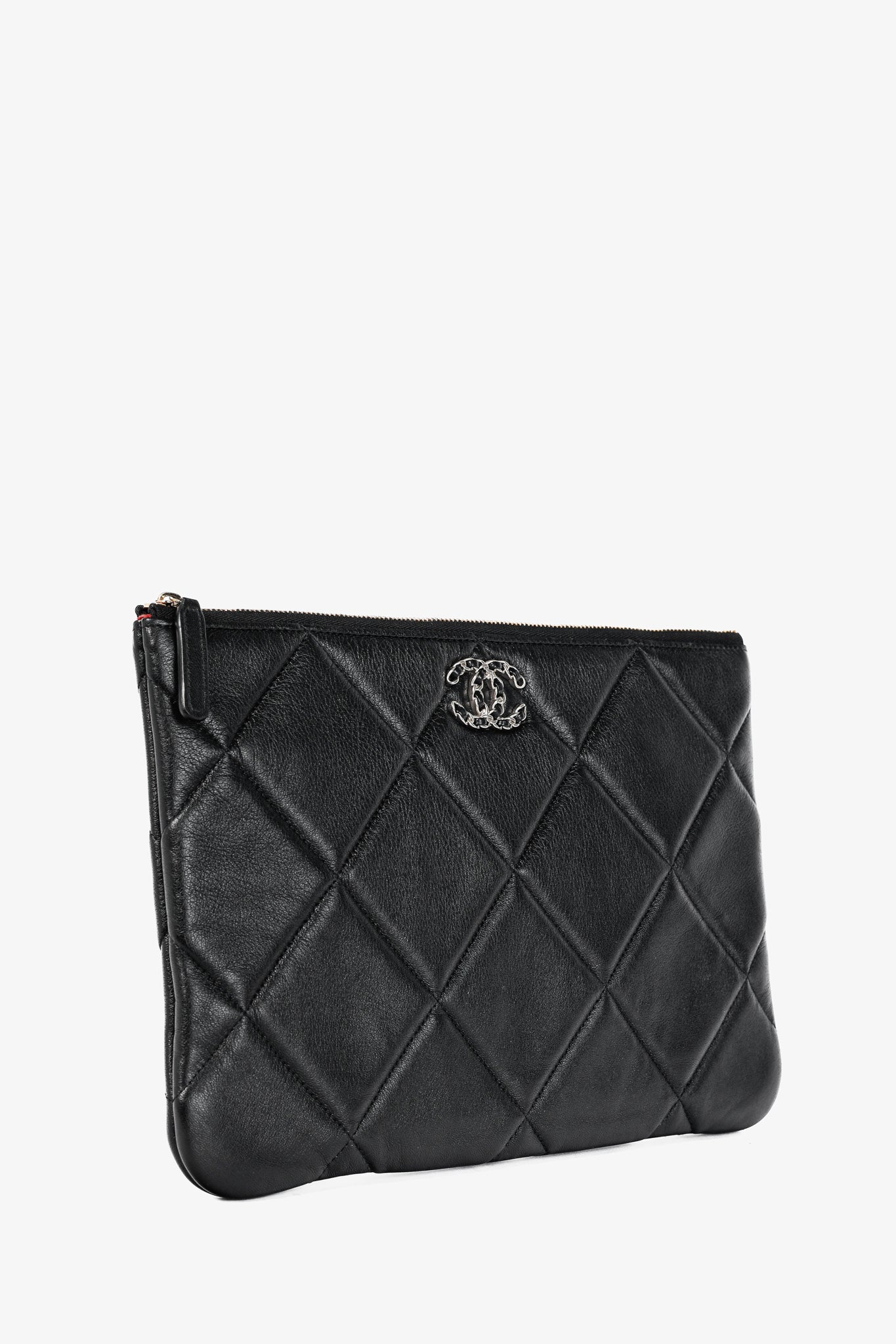 Chanel Black 19 Model Lambskin Quilted Medium O-Case