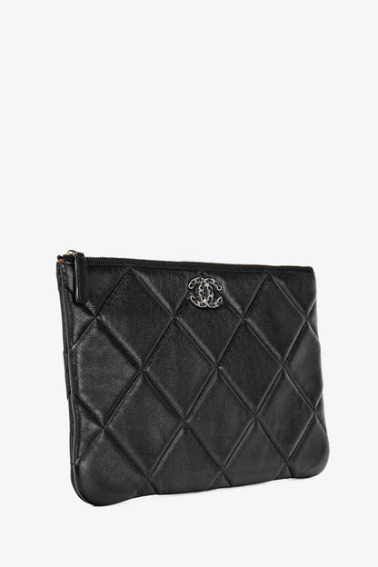 Chanel Black 19 Model Lambskin Quilted Medium O-Case