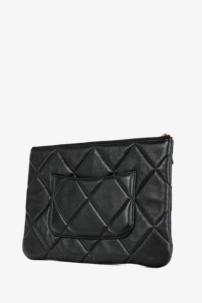 Chanel Black 19 Model Lambskin Quilted Medium O-Case