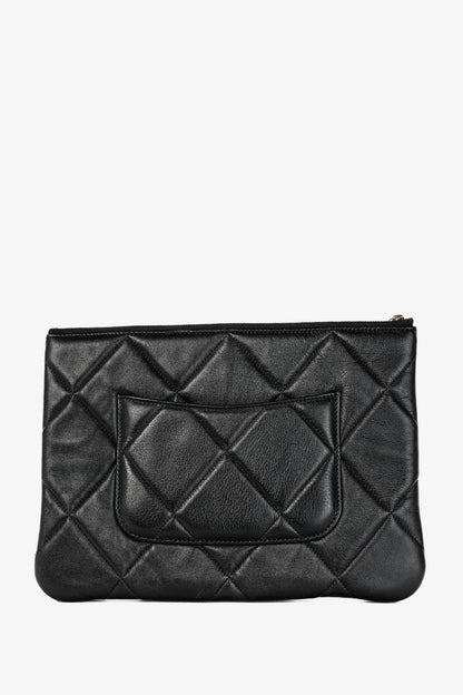 Chanel Black 19 Model Lambskin Quilted Medium O-Case