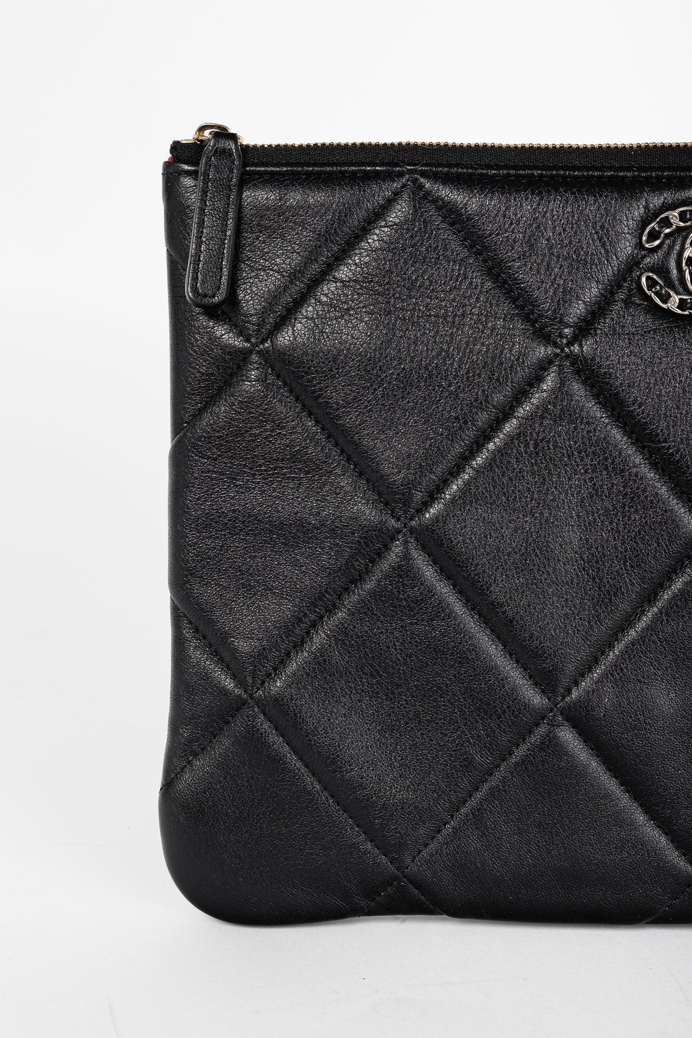 Chanel Black 19 Model Lambskin Quilted Medium O-Case