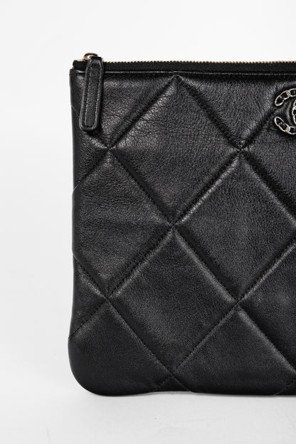 Chanel Black 19 Model Lambskin Quilted Medium O-Case