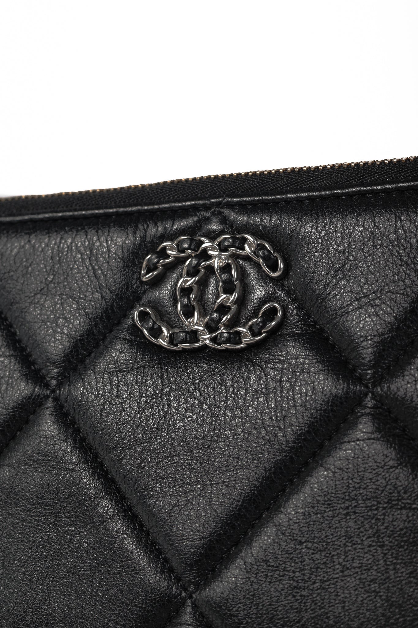 Chanel Black 19 Model Lambskin Quilted Medium O-Case
