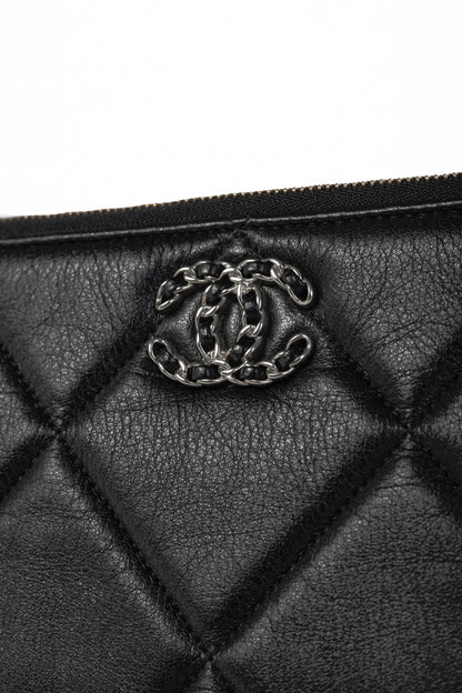 Chanel Black 19 Model Lambskin Quilted Medium O-Case