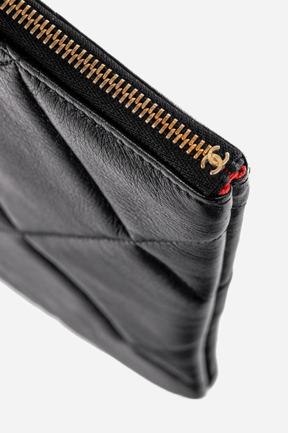 Chanel Black 19 Model Lambskin Quilted Medium O-Case