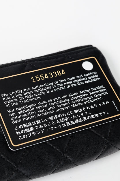 Chanel Black Lambskin Quilted Leather CC Key Holder