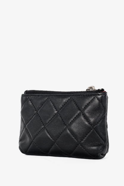 Chanel Black Lambskin Quilted Leather CC Key Holder