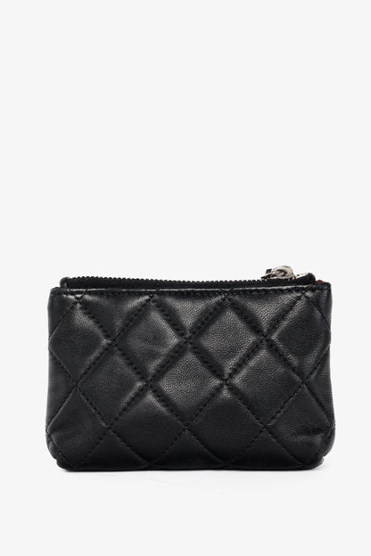 Chanel Black Lambskin Quilted Leather CC Key Holder