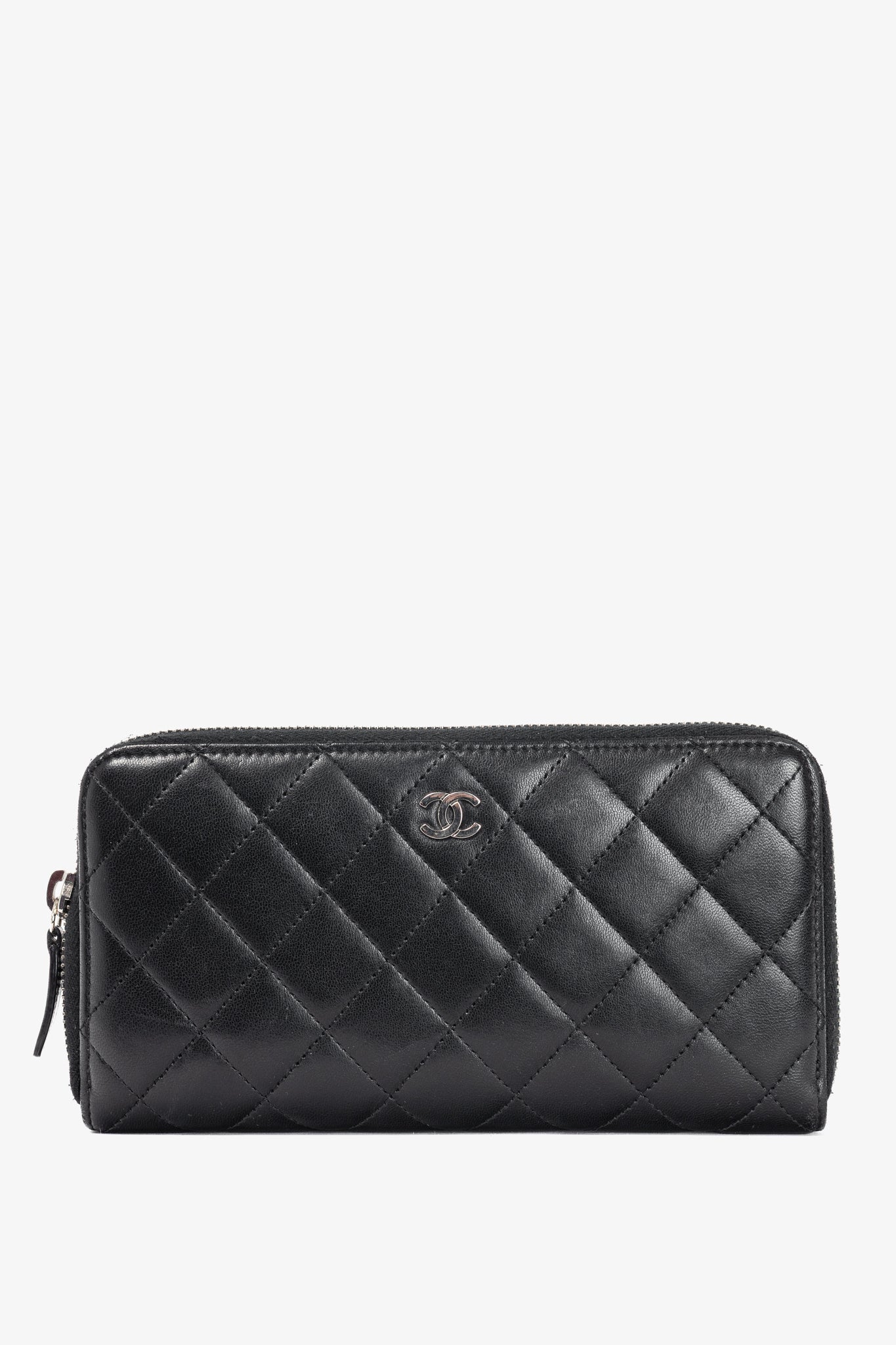 Chanel Black Quilted Lambskin Zip-Around Wallet