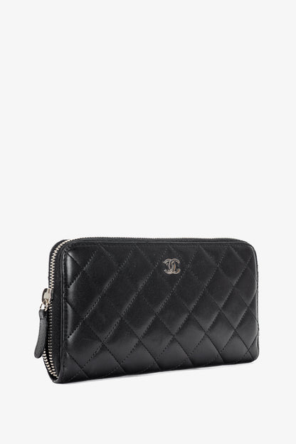 Chanel Black Quilted Lambskin Zip-Around Wallet
