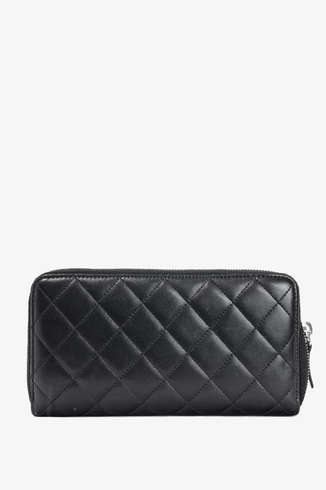 Chanel Black Quilted Lambskin Zip-Around Wallet