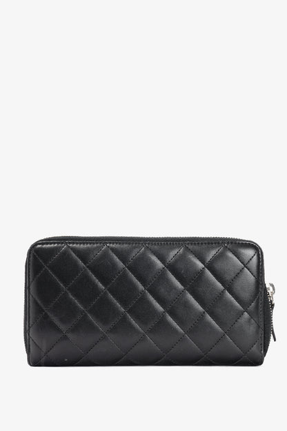 Chanel Black Quilted Lambskin Zip-Around Wallet