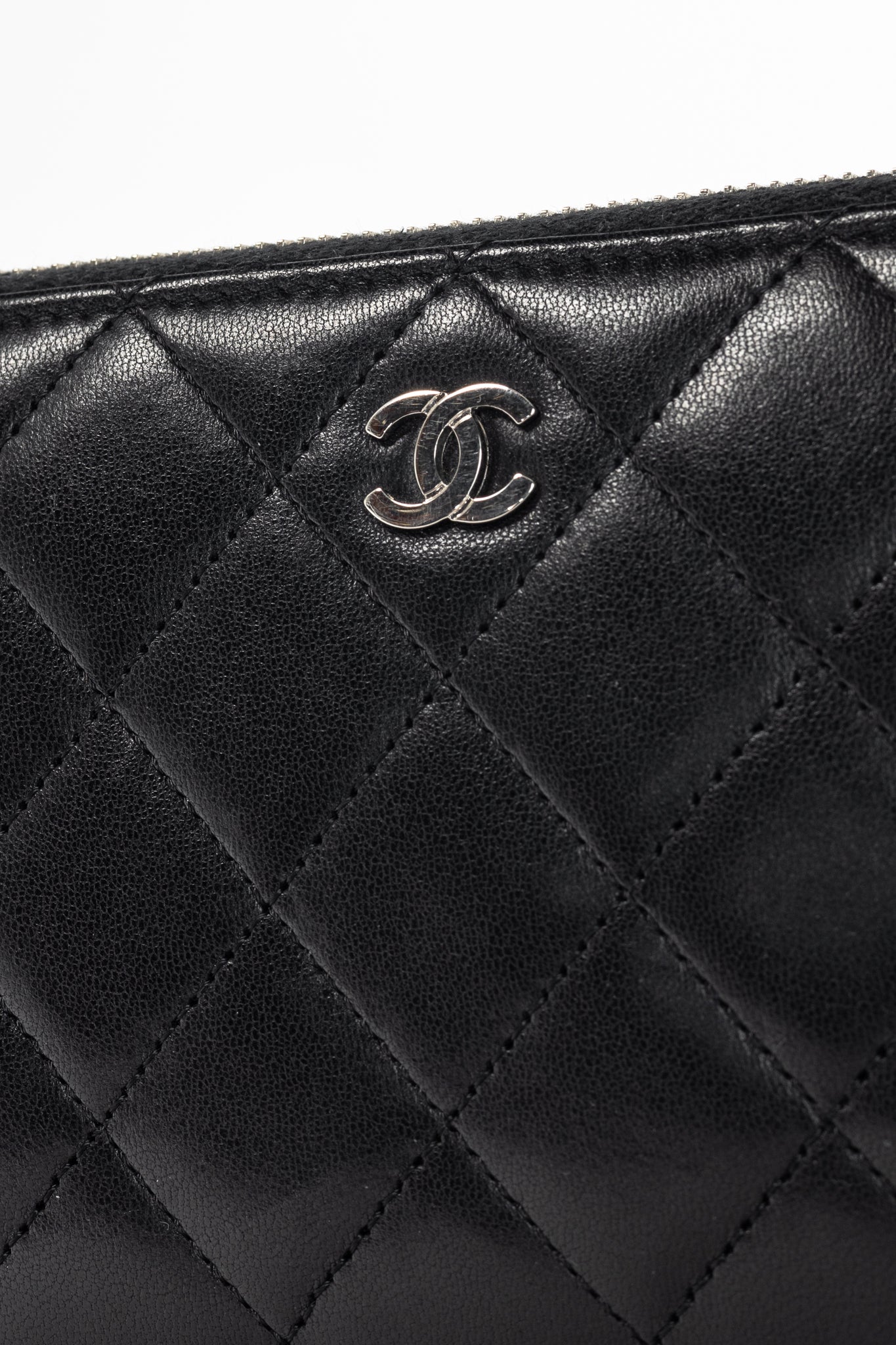 Chanel Black Quilted Lambskin Zip-Around Wallet