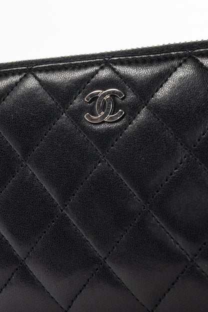 Chanel Black Quilted Lambskin Zip-Around Wallet