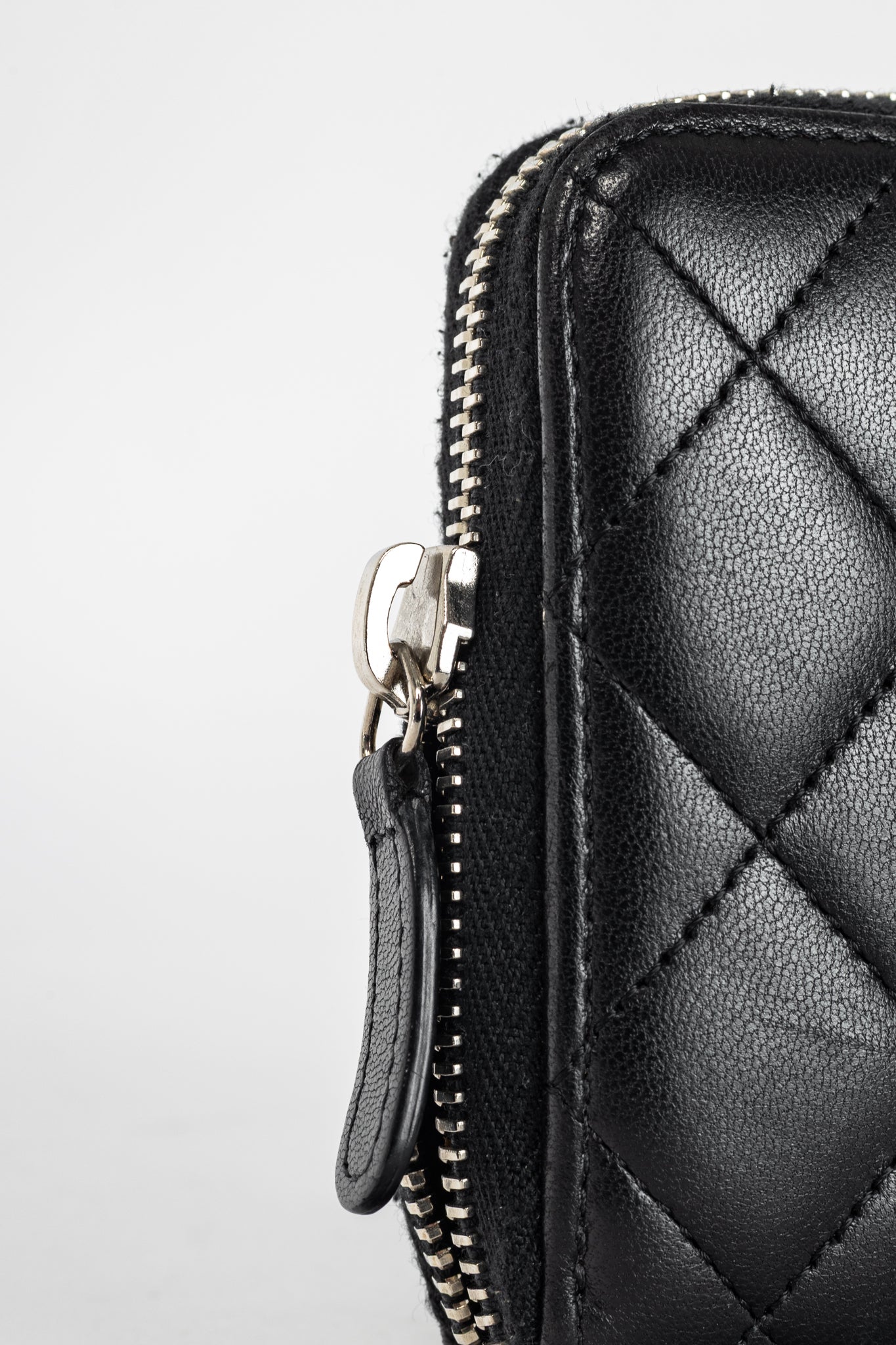 Chanel Black Quilted Lambskin Zip-Around Wallet