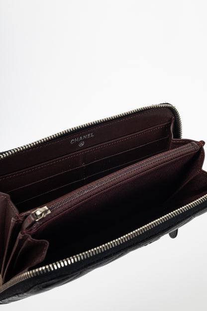 Chanel Black Quilted Lambskin Zip-Around Wallet