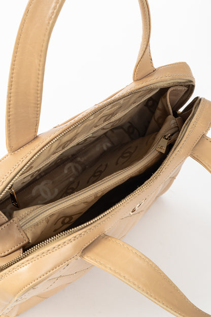 Chanel Wild Stitch Sand CC Quilted Leather Tote