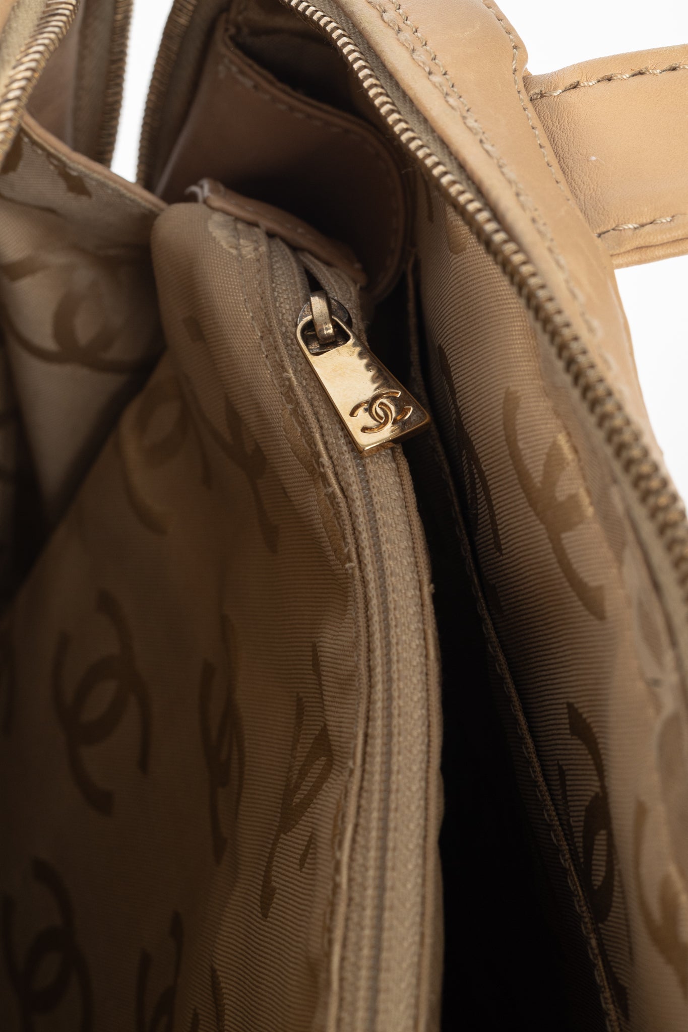Chanel Wild Stitch Sand CC Quilted Leather Tote