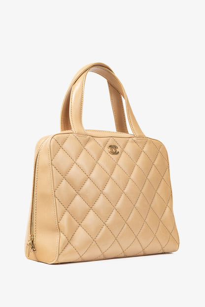 Chanel Wild Stitch Sand CC Quilted Leather Tote