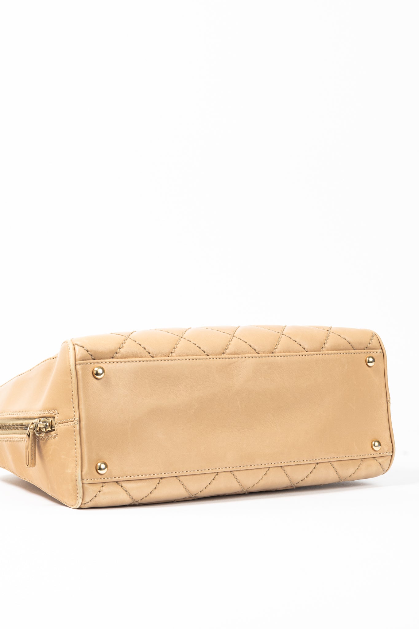 Chanel Wild Stitch Sand CC Quilted Leather Tote