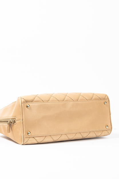 Chanel Wild Stitch Sand CC Quilted Leather Tote